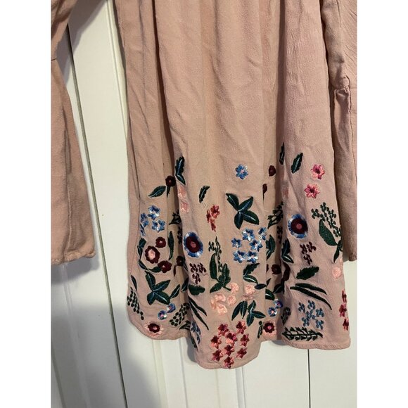 Altard State Dusty Rose Pink Embroidered Bell Sleeve Tunic Blouse With Elastic N - Picture 3 of 6